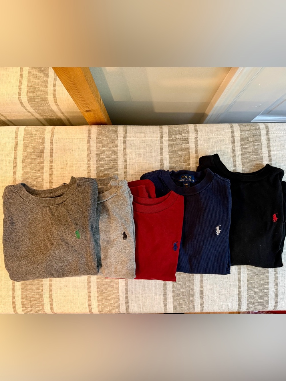 Polo by Ralph Lauren Kids Long Sleeve Crewneck Shirts - Navy, Red, Gray, Black